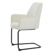 Chaise cantilever HWC-G67, chaise de salle à manger Chaise de cuisine, tissu/textile Öko-Tex MVG ~ crème-beige
