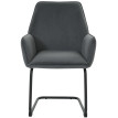 Chaise cantilever HWC-G67, chaise de salle à manger, chaise de cuisine, tissu/textile Öko-Tex MVG ~ gris foncé