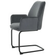 Chaise cantilever HWC-G67, chaise de salle à manger, chaise de cuisine, tissu/textile Öko-Tex MVG ~ gris foncé