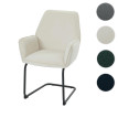 Chaise cantilever HWC-G67, chaise de salle à manger Chaise de cuisine, tissu/textile Öko-Tex MVG ~ crème-beige