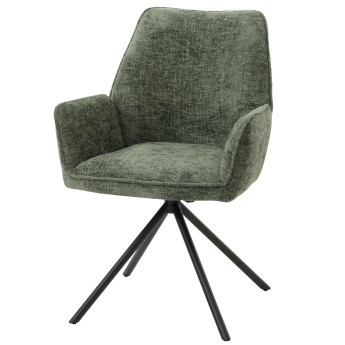 Chaise de salle à manger HWC-G67, chaise de cuisine avec accoudoirs, pivotante Auto-Position, chenille Öko-Tex MVG ~ ver
