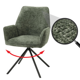 Chaise de salle à manger HWC-G67, chaise de cuisine avec accoudoirs, pivotante Auto-Position, chenille Öko-Tex MVG ~ ver