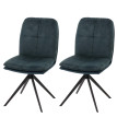 Lot de 2 chaises de salle à manger HWC-M68, fauteuil de cuisine, pivotant Auto-Position, métal tissu/textile ~ bleu