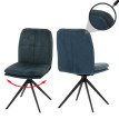 Lot de 2 chaises de salle à manger HWC-M68, fauteuil de cuisine, pivotant Auto-Position, métal tissu/textile ~ bleu