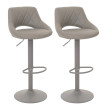 Lot de 2 tabourets de bar HWC-N64, chaise de bar tabouret de comptoir, repose-pieds pivotant, similicuir métal ~ gris