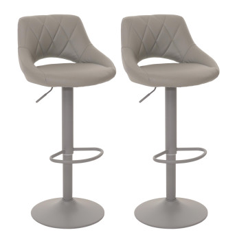 Lot de 2 tabourets de bar HWC-N64, chaise de bar tabouret de comptoir, repose-pieds pivotant, similicuir métal ~ gris