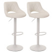Lot de 2 tabourets de bar HWC-N64, chaise de bar tabouret de comptoir, repose-pieds pivotant, similicuir métal ~ blanc