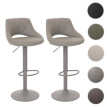 Lot de 2 tabourets de bar HWC-N64, chaise de bar tabouret de comptoir, repose-pieds pivotant, similicuir métal ~ gris