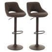 Lot de 2 tabourets de bar HWC-N64, chaise de bar tabouret de comptoir, repose-pieds pivotant, similicuir métal ~ brun