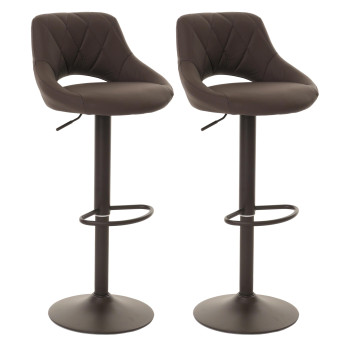 Lot de 2 tabourets de bar HWC-N64, chaise de bar tabouret de comptoir, repose-pieds pivotant, similicuir métal ~ brun