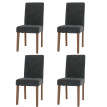 Lot de 4 chaises de salle à manger Littau, chaise de cuisine à dossier haut, tissu/textile chenille bois ~ gris foncé, p