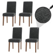 Lot de 4 chaises de salle à manger Littau, chaise de cuisine à dossier haut, tissu/textile chenille bois ~ gris foncé, p