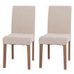 Lot de 2 chaises de salle à manger Littau, chaise de cuisine à dossier haut, tissu/textile chenille bois ~ crème, pieds