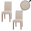 Lot de 2 chaises de salle à manger Littau, chaise de cuisine à dossier haut, tissu/textile chenille bois ~ crème, pieds