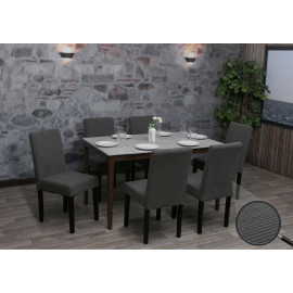 Lot de 6 chaises de salle à manger Littau, chaise de cuisine à dossier haut, tissu/textile Velours Bois ~ gris foncé, pi