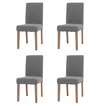 Lot de 4 chaises de salle à manger Littau, chaise de cuisine à dossier haut, tissu/textile bouclé bois ~ gris, pieds cou