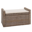 Coffre de rangement M92, coffre Banc de vestiaire, coussin Kubu rotin 88cm ~ gris-brun