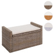 Coffre de rangement M92, coffre Banc de vestiaire, coussin Kubu rotin 88cm ~ gris-brun