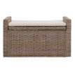 banc M92 banc de vestiaire banc pouf, avec espace de rangement coussin Kubu rotin 88cm ~ gris-brun