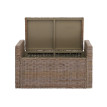banc M92 banc de vestiaire banc pouf, avec espace de rangement coussin Kubu rotin 88cm ~ gris-brun