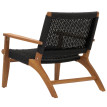 Ensemble de jardin lounge HWC-N49, balcon ensemble de fauteuils, corde tressée Rope bois acacia certifié MVG, noir