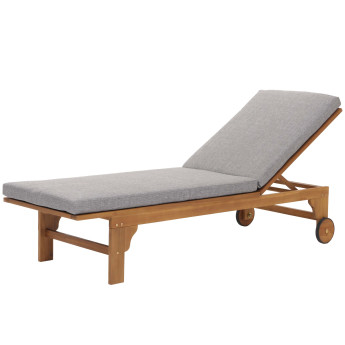 Bain de soleil HWC-N48, Bain de soleil de jardin Relax chaise longue, bois massif acacia certifié MVG ~ coussin gris