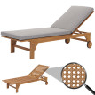 Bain de soleil HWC-N48, Bain de soleil de jardin Relax chaise longue, bois massif acacia certifié MVG ~ coussin gris