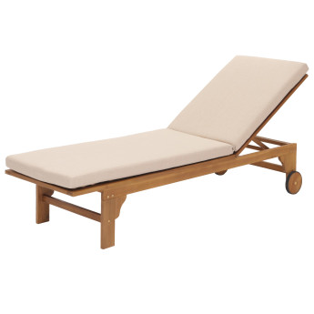 Bain de soleil HWC-N48, Bain de soleil de jardin Relax chaise longue, bois massif acacia certifié MVG ~ coussin crème-be