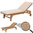 Bain de soleil HWC-N48, Bain de soleil de jardin Relax chaise longue, bois massif acacia certifié MVG ~ coussin crème-be