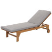 Bain de soleil HWC-N48, Bain de soleil de jardin Relax chaise longue, bois massif acacia certifié MVG ~ coussin gris