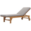 Bain de soleil HWC-N48, Bain de soleil de jardin Relax chaise longue, bois massif acacia certifié MVG ~ coussin gris