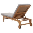 Bain de soleil HWC-N48, Bain de soleil de jardin Relax chaise longue, bois massif acacia certifié MVG ~ coussin gris