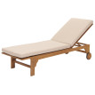 Bain de soleil HWC-N48, Bain de soleil de jardin Relax chaise longue, bois massif acacia certifié MVG ~ coussin crème-be