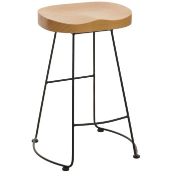 Tabouret de bar HWC-N25, chaise de bar tabouret de comptoir tabouret de cuisine, repose-pieds Industrial métal bois mass