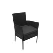 2x fauteuil en polyrotin HWC-F49, chaise de jardin, balcon, empilable ~ anthracite, coussin gris foncé