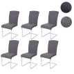 Lot de 6 chaises de salle à manger HWC-F36, chaise de cuisine cantilever chaise de conférence ~ tissu/textile, gris