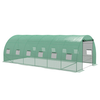Serre de jardin tunnel 18 m² système d'arrosage intégré vert