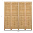 Paravent intérieur pliable 4 panneaux bois bambou