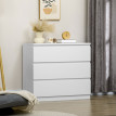 Commode 3 tiroirs coulissants dim. 80L x 39l x 73H cm blanc