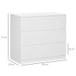 Commode 3 tiroirs coulissants dim. 80L x 39l x 73H cm blanc