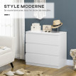 Commode 3 tiroirs coulissants dim. 80L x 39l x 73H cm blanc