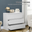 Commode 3 tiroirs coulissants dim. 80L x 39l x 73H cm blanc