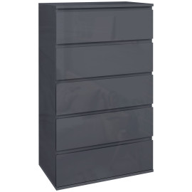 Commode 5 tiroirs style contemporain laqué gris