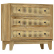 Commode 3 tiroirs style bohème chic cannage rotin aspect bois manguier