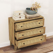 Commode 3 tiroirs style bohème chic cannage rotin aspect bois manguier