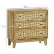 Commode 3 tiroirs style bohème chic cannage rotin aspect bois manguier