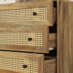 Commode 3 tiroirs style bohème chic cannage rotin aspect bois manguier