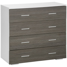 Commode 4 tiroirs style contemporain 76 x 35 x 72 cm blanc gris