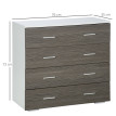 Commode 4 tiroirs style contemporain 76 x 35 x 72 cm blanc gris