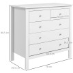 Commode 5 tiroirs style contemporain poignées boutons métal MDF blanc